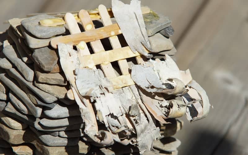 how to build a fairy garden house roof with birch bark