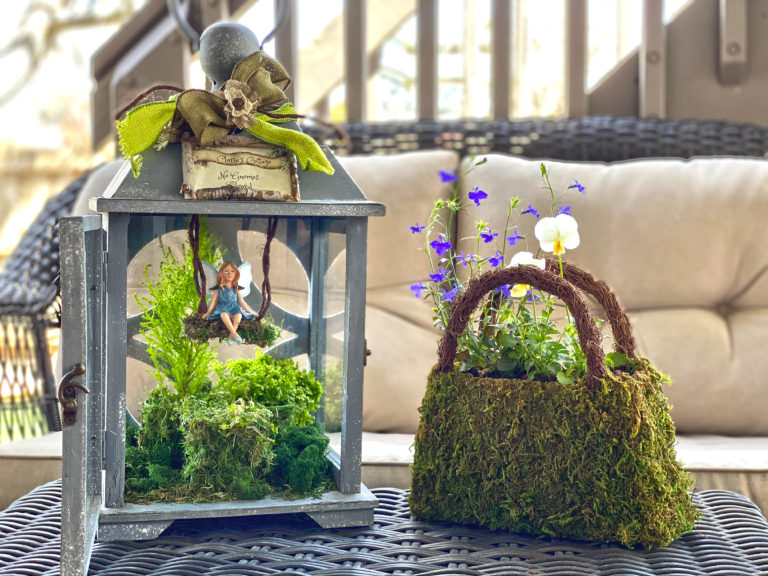 fairy garden in a lantern