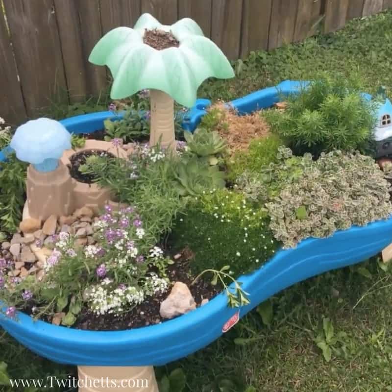 fairy garden ideas for kids - fairy garden in a water table