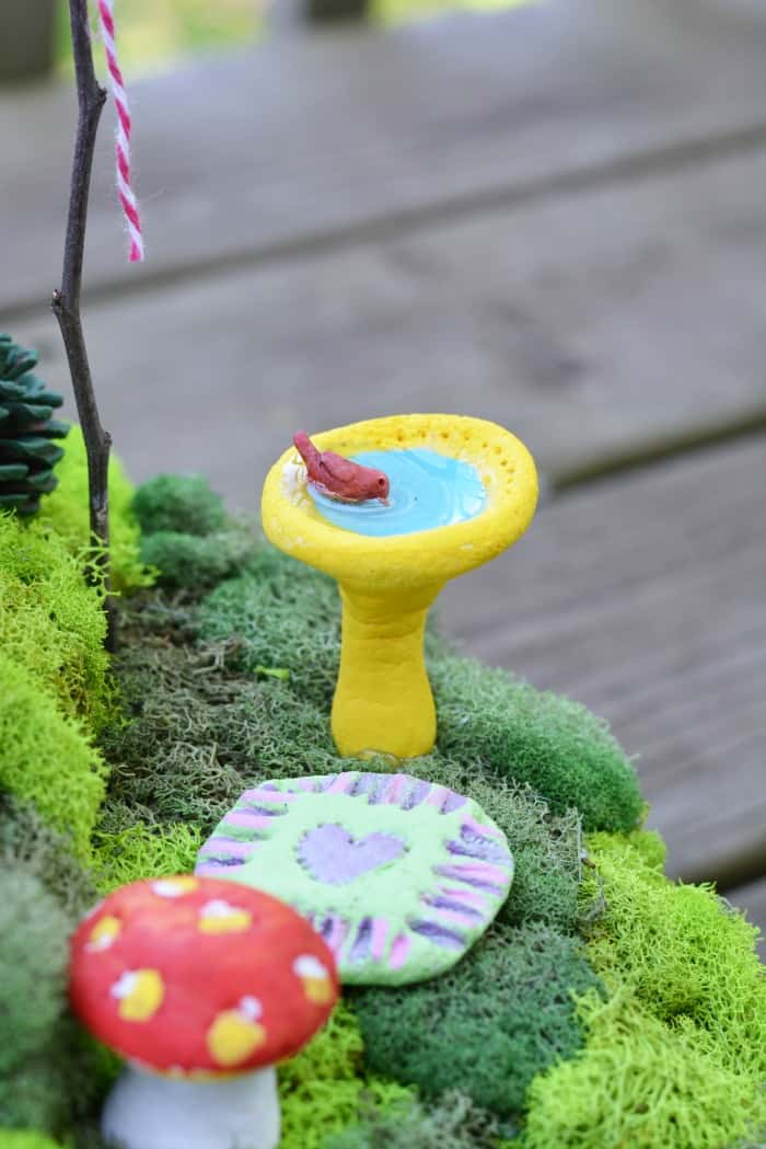 salt dough fairy garden décor made by kids