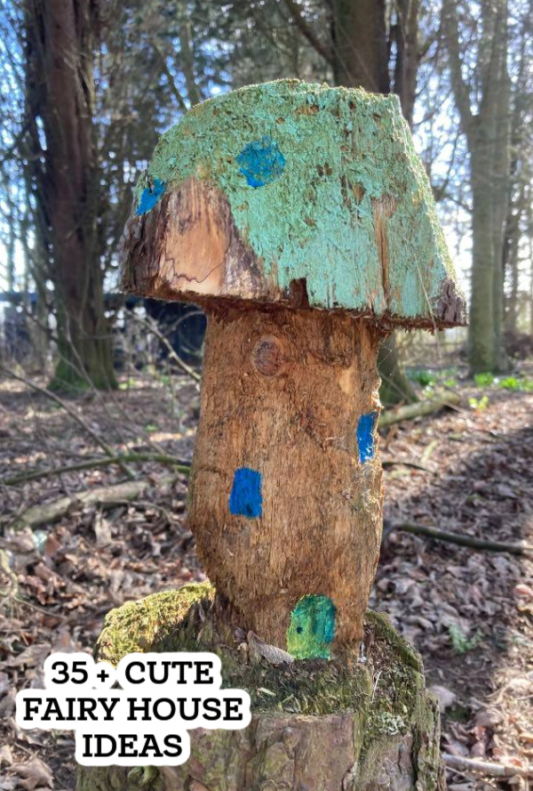 fairy house carved from a tree stump