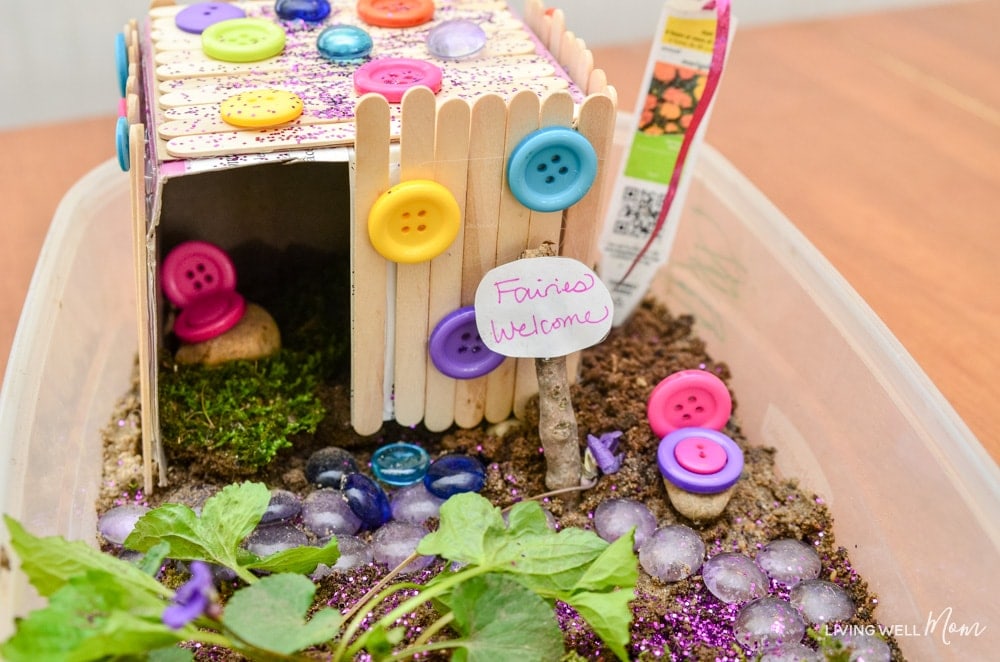 Tupperware as container idea for kids fairy garden