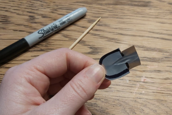 how to make miniature garden tools: denting the spade head