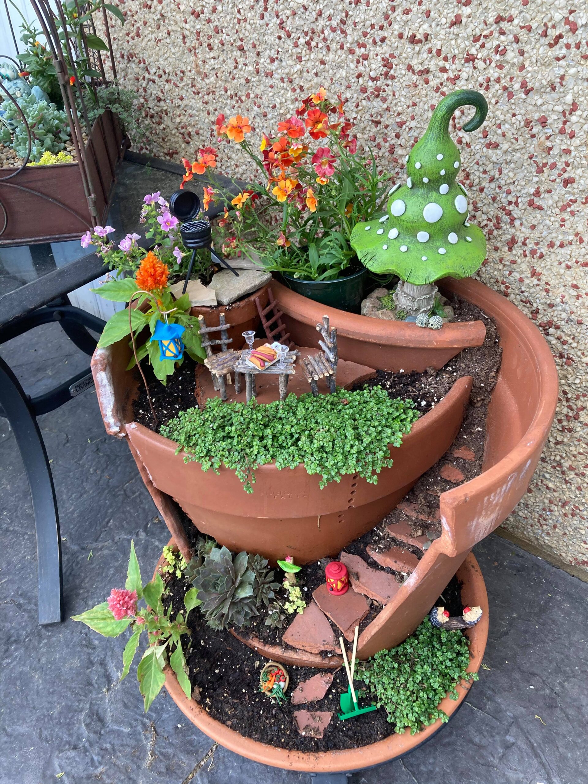 miniature BBQ as fairy garden decor