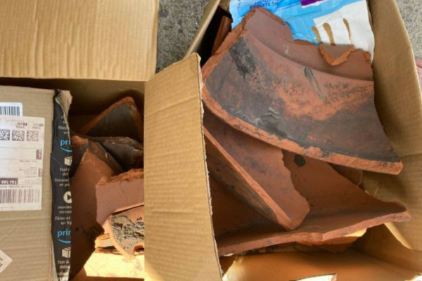 box of broken terracotta pots