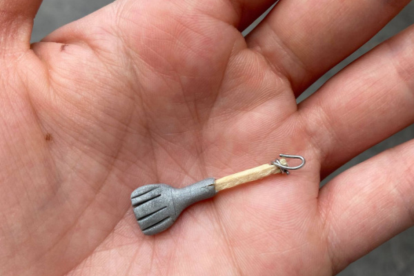 bbq utensil made from polymer clay and matchstick 