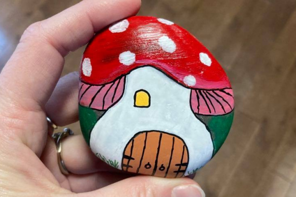 fairy mushroom painted rock