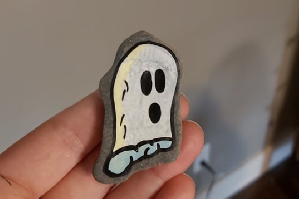 painted rock - ghost