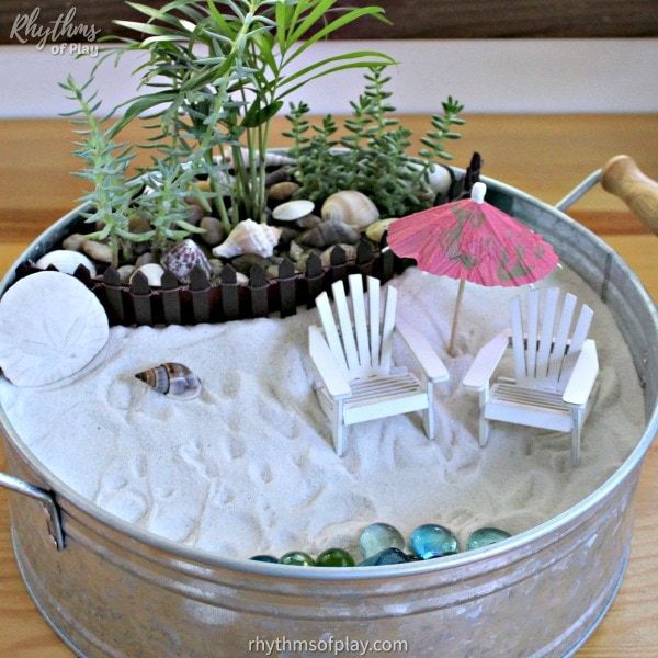 beach-themed fairy garden