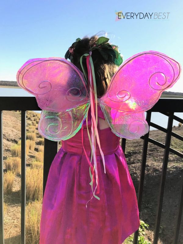 fairy wings made with wire hangers and cellophane