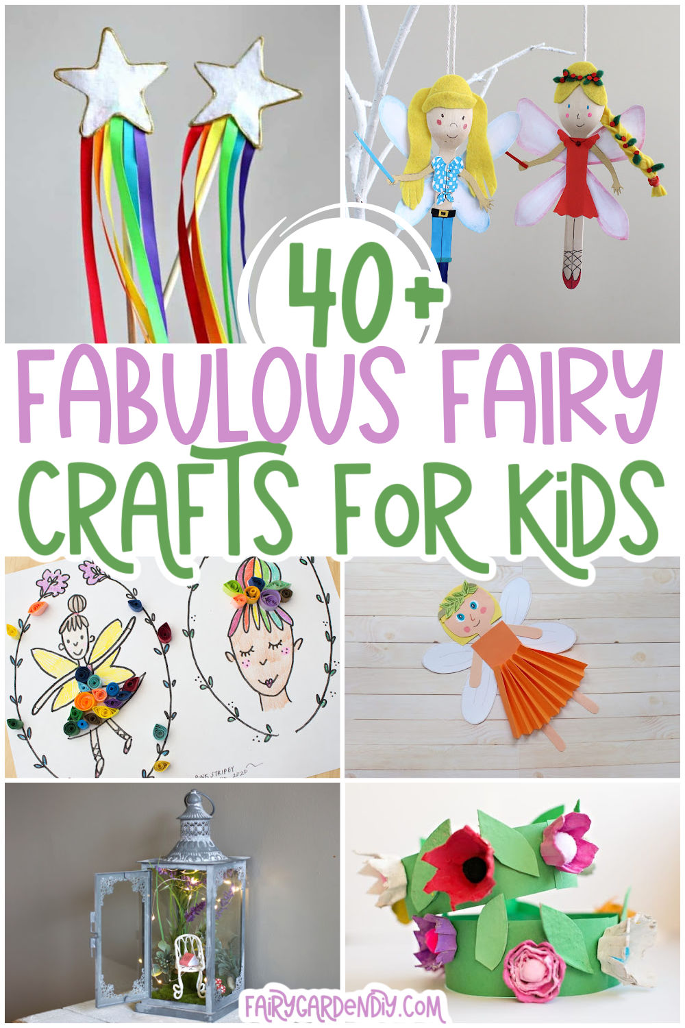 collage of kid-friendly fairy crafts