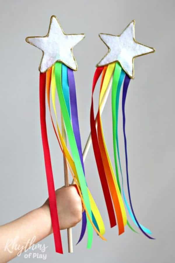 fairy wands with stars and rainbow ribbons