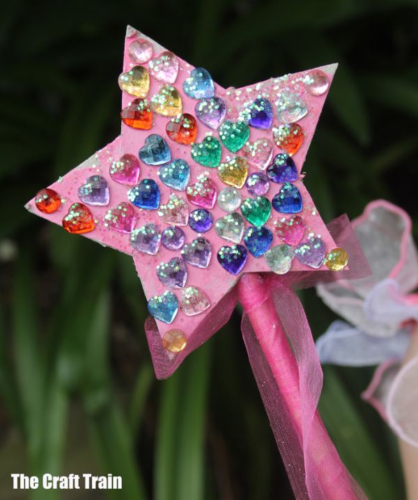 sparkly fairy wand with stick-on gems