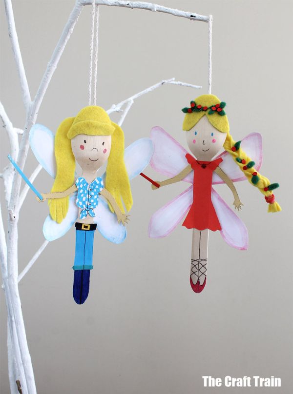 fairy ornaments made from wooden spoons