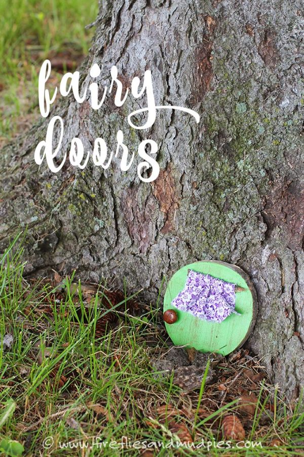 fairy doors made with wood slices