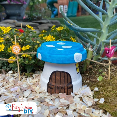 clay pot toadstool fairy house