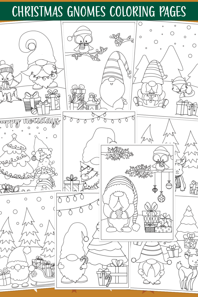 Christmas Gnomes Coloring Pages pin image