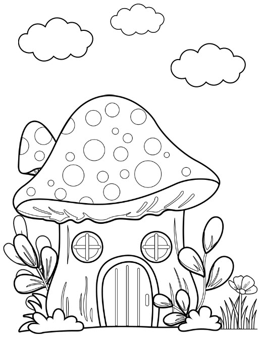 fairy house coloring page
