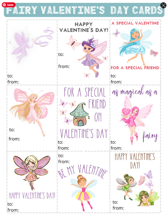 freefree printable fairy valentines